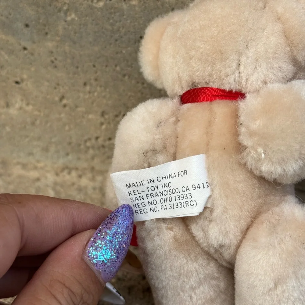 VTG Small Beige Teddy Ornament Christmas Holiday‎ Orbamebt